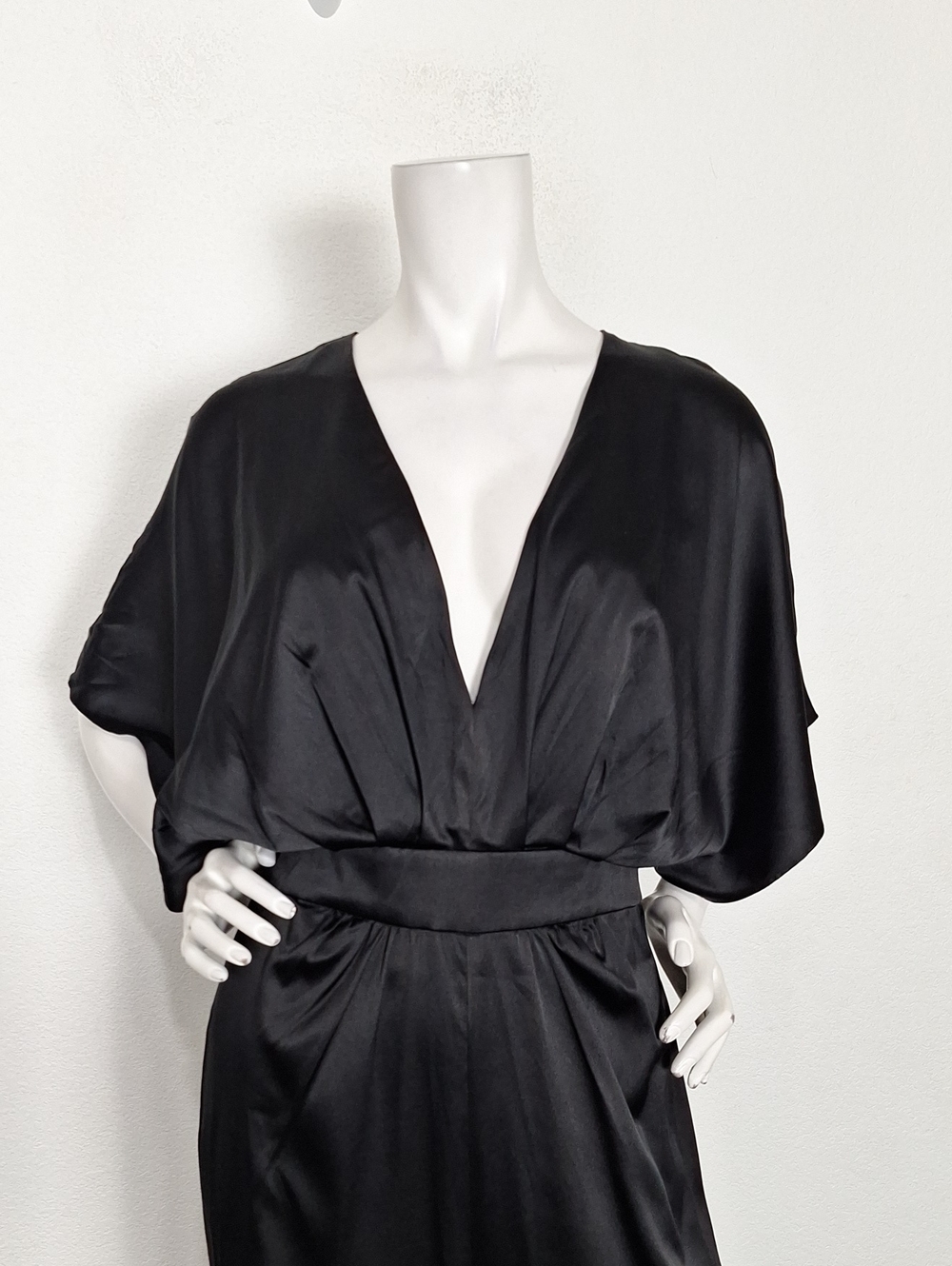 bebe Black Satin Wide-Leg Jumpsuit - Picture 3 of 13